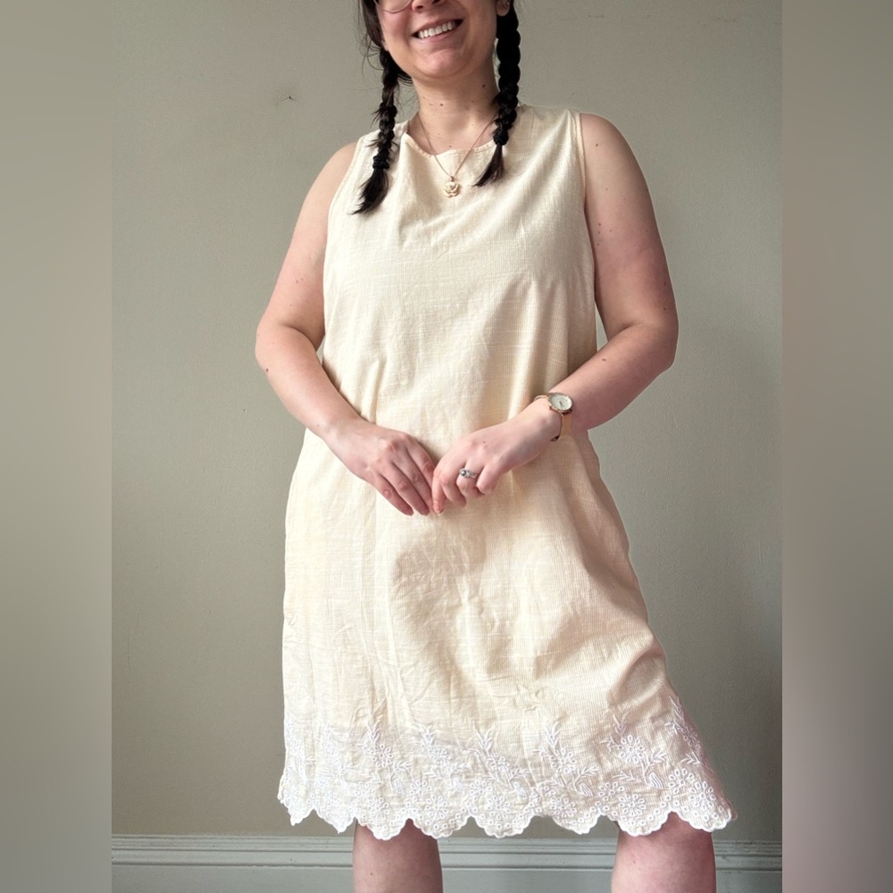 croft & barrow Yellow Striped Sleeveless Eyelet Dress